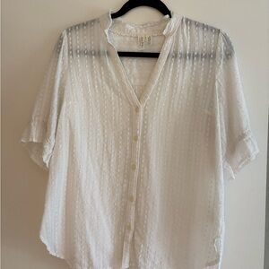 Anthropologie White Button-Up Blouse